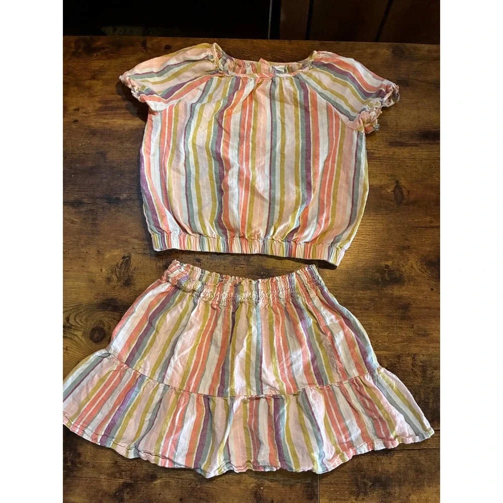 Carter's 2-Piece Skirt Set Kids 8 Multicolor Excellent Striped Boho Ruffle